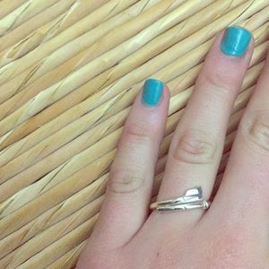 Delicate Silver Oar Ring Sz 7